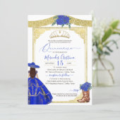 Royal Blue Rose Elegant Western Charro Quinceanera Invitation (Standing Front)