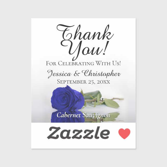 Royal Blue Rose Glam Wedding Mini Bottle Label (Sheet)