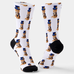Royal Blue Rose Kitten Crew Socks