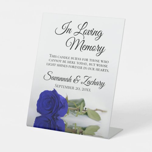 Royal Blue Rose Loving Memory Wedding Memorial Pedestal Sign