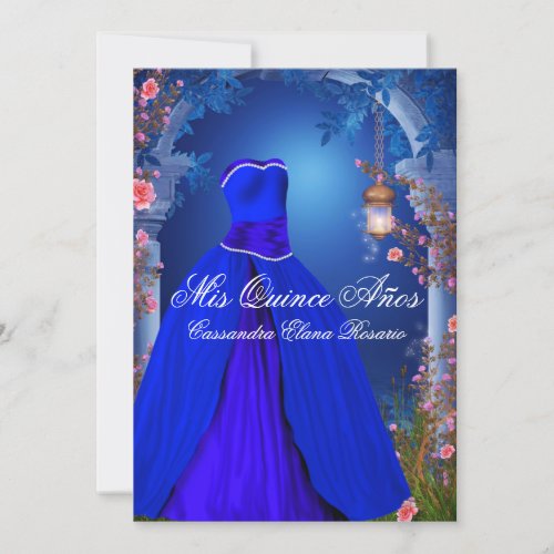 Royal Blue Rose Quinceanera Invitation