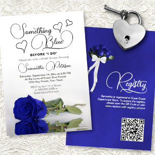 Royal Blue Rose Something Blue Bridal Shower Invitation
