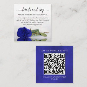 Royal Blue Rose Wedding Details & RSVP QR Code Enclosure Card