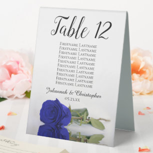 Royal Blue Rose Wedding Table Number Seating Chart Table Tent