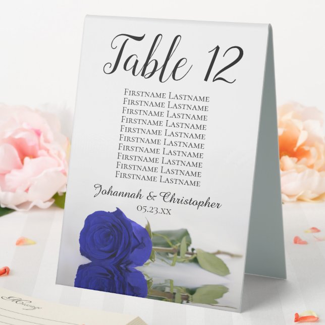 Royal Blue Rose Wedding Table Number Seating Chart Table Tent (In SItu (Wedding))