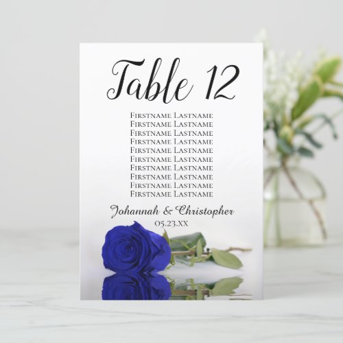 Royal Blue Rose Wedding Table Seating Chart Large