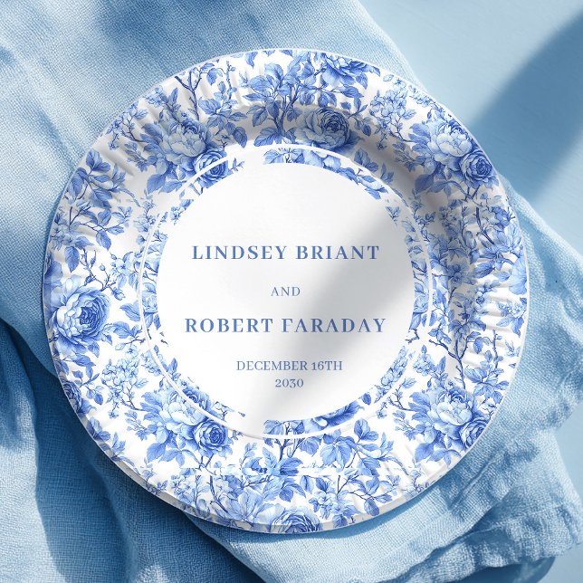 Royal Blue Roses Chic Wedding Paper Plates (Royal Blue Roses Chic Wedding Paper Plates)