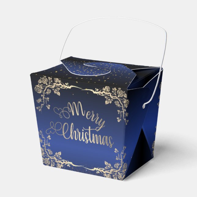 Royal Blue Roses Christmas Gift Box (Front Side)