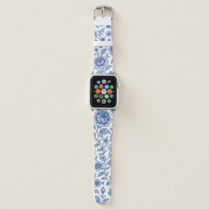 Royal Blue Roses Floral Pattern Apple Watch Band