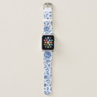 Royal Blue Roses Floral Pattern Apple Watch Band