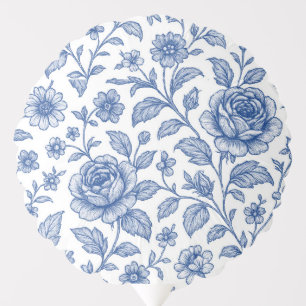 Royal Blue Roses Floral Pattern Balloon