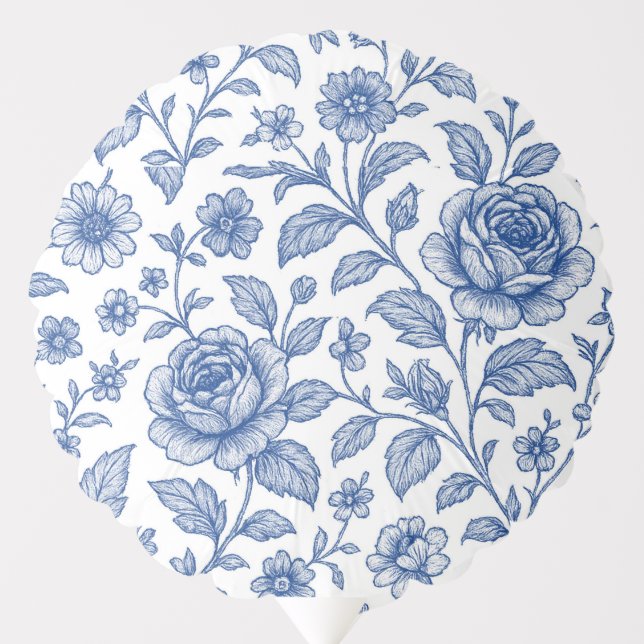 Royal Blue Roses Floral Pattern  Balloon (Front)