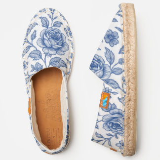 Royal Blue Roses Floral Pattern  Espadrilles
