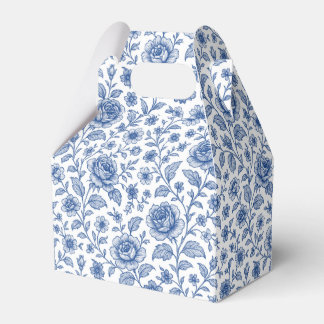 Royal Blue Roses Floral Pattern  Favor Boxes