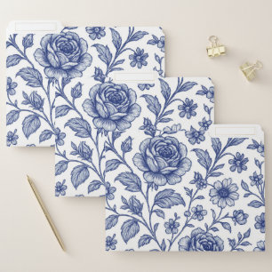 Royal Blue Roses Floral Pattern  File Folder