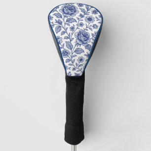 Royal Blue Roses Floral Pattern Golf Head Cover