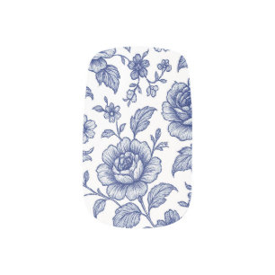 Royal Blue Roses Floral Pattern  Minx Nail Art