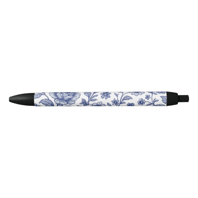 Royal Blue Roses Floral Pattern  Pen (Front)