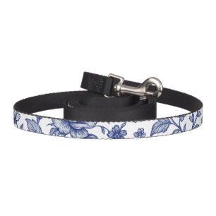 Royal Blue Roses Floral Pattern Pet Leash