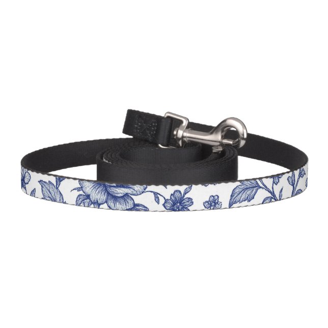 Royal Blue Roses Floral Pattern  Pet Leash (Hook)