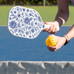 Royal Blue Roses Floral Pattern  Pickleball Paddle