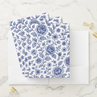 Royal Blue Roses Floral Pattern