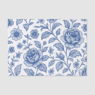 Royal Blue Roses Floral Pattern  Tissue Paper