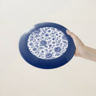 Royal Blue Roses Floral Pattern Wham-O Frisbee
