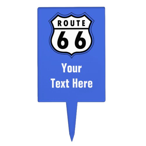 Royal Blue Route 66 Road Sign Cake Topper