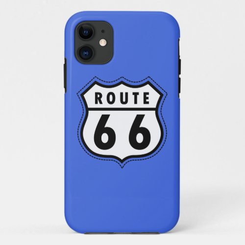 Royal Blue Route 66 Road Sign iPhone 11 Case