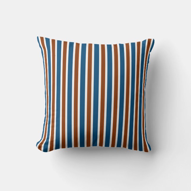 royal blue, rust brown, and crisp white vertical s throw pillow (Front)