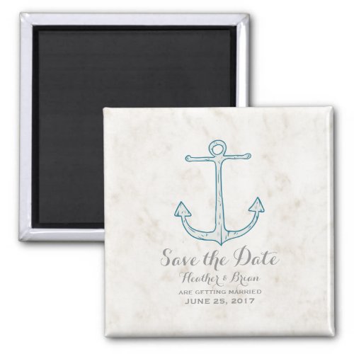 Royal Blue Rustic Anchor Save the Date Magnet