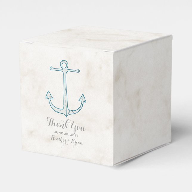 Royal Blue Rustic Anchor Wedding Favor Boxes (Front Side)