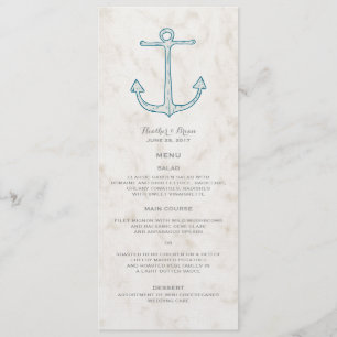 Royal Blue Rustic Anchor Wedding Menu