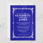 Royal Blue Rustic Barn Wood Wedding Invitations at Zazzle