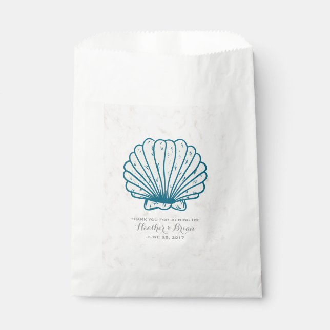 Royal Blue Rustic Seashell Wedding Favor Bag (Front)