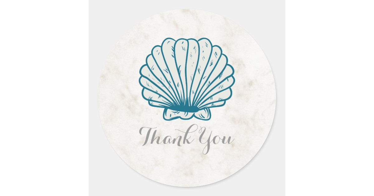 Beach SeaShells, Nautical Wedding Monogram Classic Round Sticker