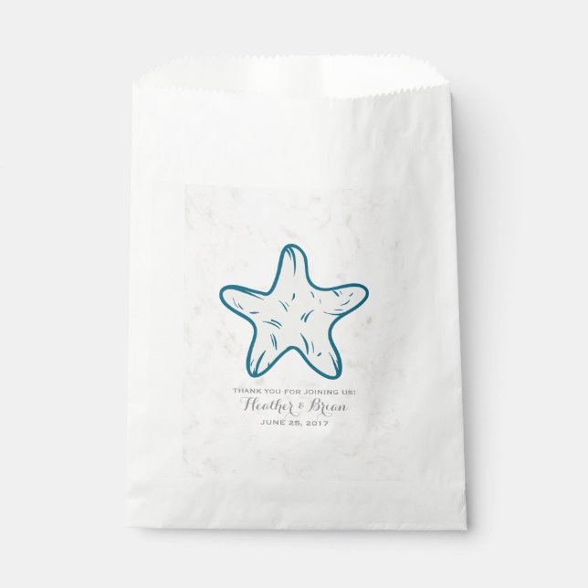Royal Blue Rustic Starfish Wedding Favor Bag (Front)