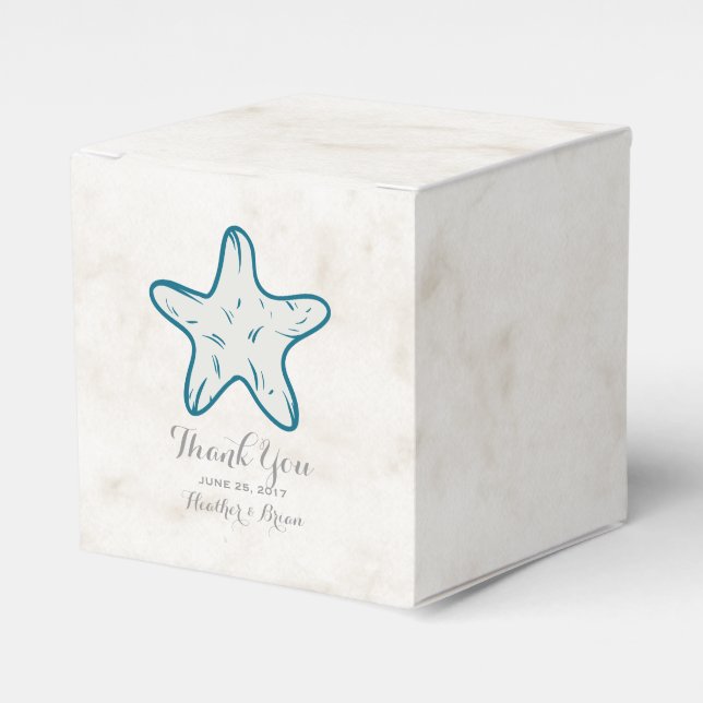 Royal Blue Rustic Starfish Wedding Favor Boxes (Front Side)