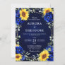 Royal Blue Rustic Sunflower Geometric Wedding  Inv Invitation
