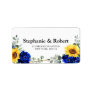 Royal Blue Rustic Sunflower Geometric Wedding  Label