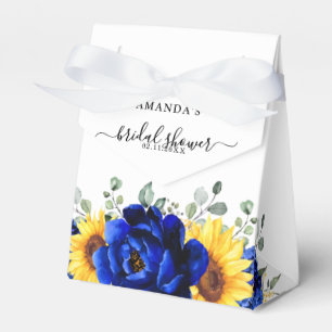 Royal Blue Rustic Sunflower Modern Bridal Shower Favor Boxes