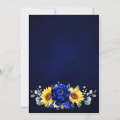 Royal Blue Rustic Sunflower Modern Bridal Shower Invitation (Back)