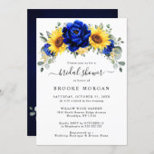 Royal Blue Rustic Sunflower Modern Bridal Shower Invitation (Front/Back)