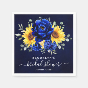 Royal Blue Rustic Sunflower Modern Bridal Shower N Napkins