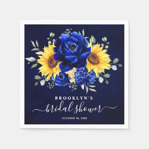 Royal Blue Rustic Sunflower Modern Bridal Shower N Napkins