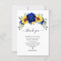Royal Blue Rustic Sunflower Modern Bridal Shower