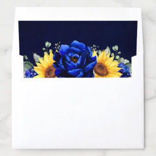 Royal Blue Rustic Sunflower Modern Floral Wedding Envelope Liner