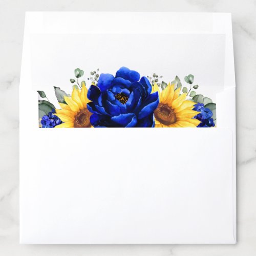 Royal Blue Rustic Sunflower Modern Floral Wedding  Envelope Liner