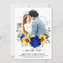 Royal Blue Rustic Sunflower Modern Floral Wedding  Save The Date